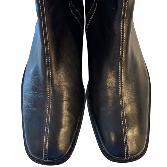 Gordon Rush Black Leather Zip Boots Men’s Size 11.5 Split Toe Beige Stripe Rare - Picture 8 of 12